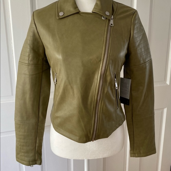 NWT Bagatelle NYC Womens XSmall Army Green Faux Leather Jacket - Picture 3 of 5